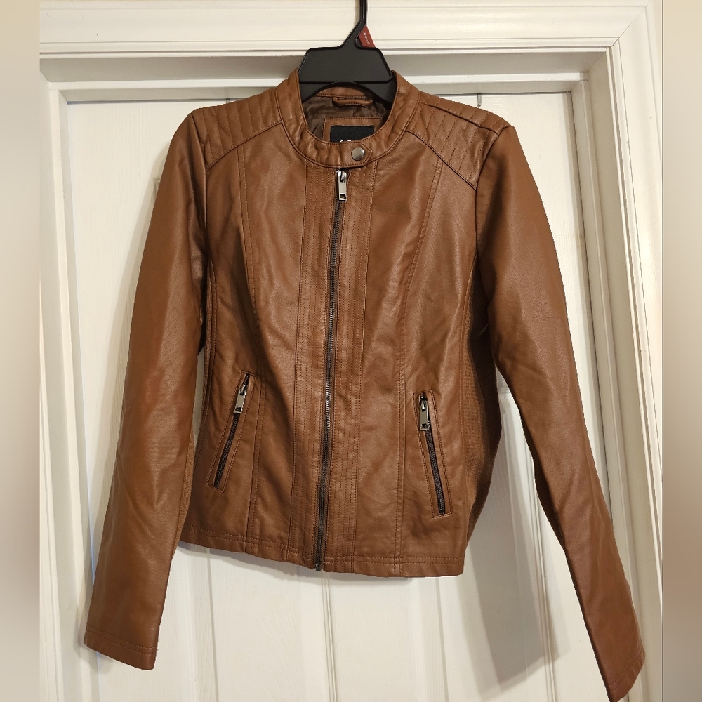 NWT Brown Faux Leather Jacket. Size:S.